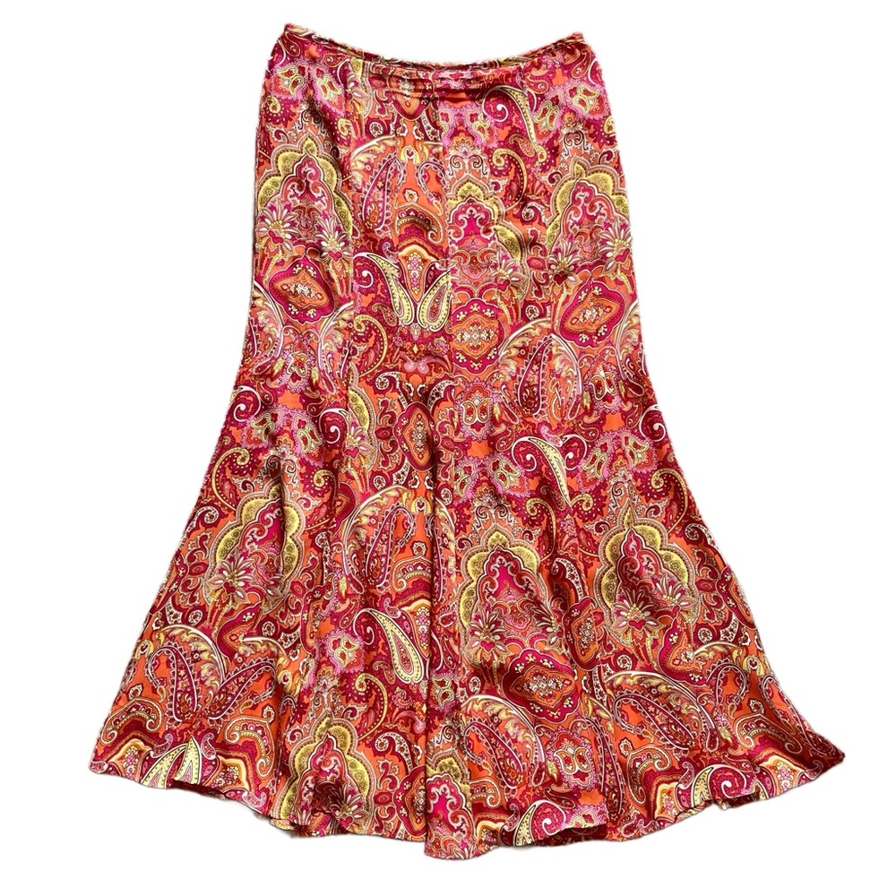 Talbots 100% Silk Chiffon Bell Flared Paisley Print Maci Skirt Size 4